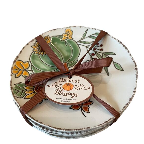 Eli & Ana Pumpkin Appetizer Plates 6in Thanksgiving Fall Harvest Set of 4 New - Picture 11 of 14